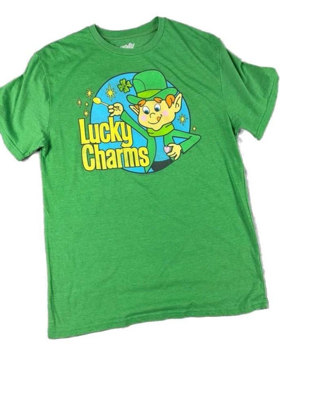 Tee Luv Lucky Charms Cereal Lucky The Leprechaun T-Shirt, Green, Size XL. A-0074